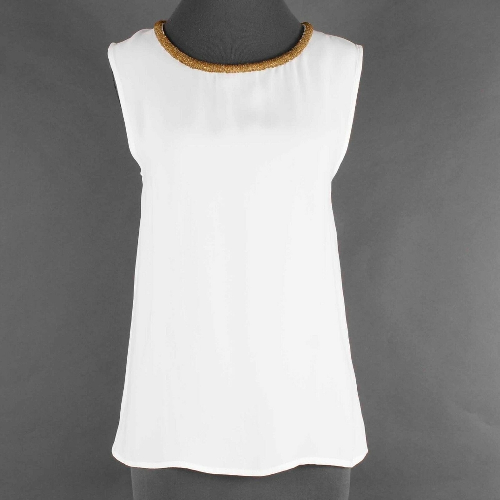 Violet and Claire Sz Large White Gold Beaded Tunic Tank